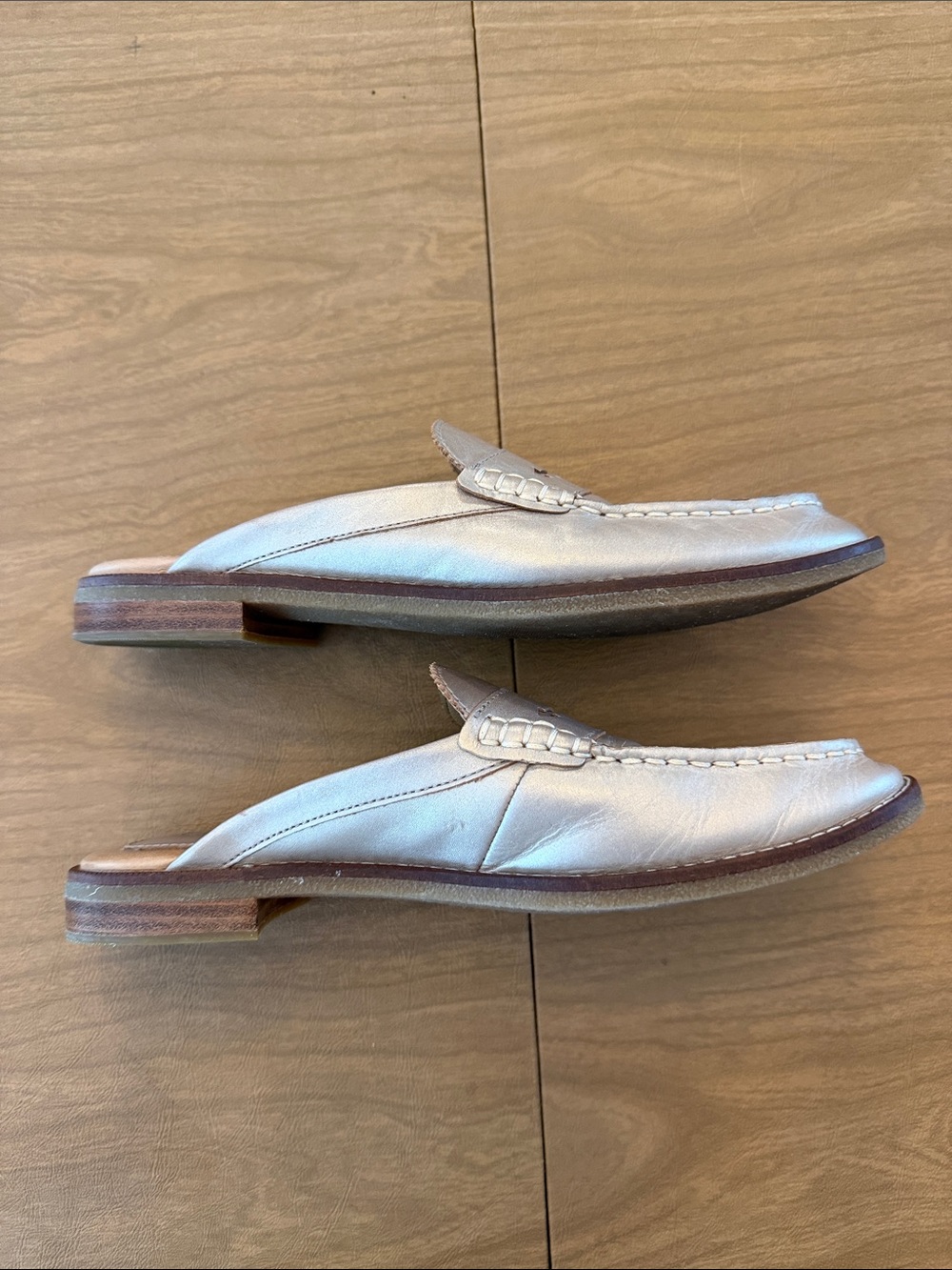 Sperry Metallic Gold Leather Penny Loafer Mules - Picture 4 of 4